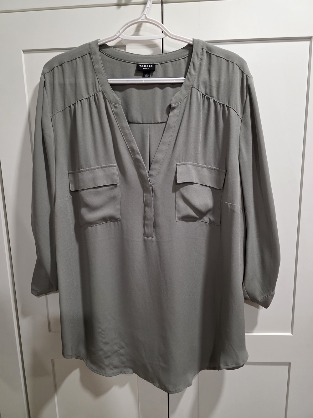 torrid Sage V-Neck Utility Tunic Blouse